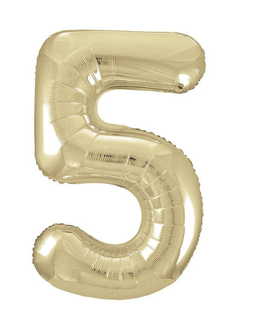 5 Jaar Cijfer Ballon Goud Glans Leeg 86cm van Unique koop je bij Partywinkel