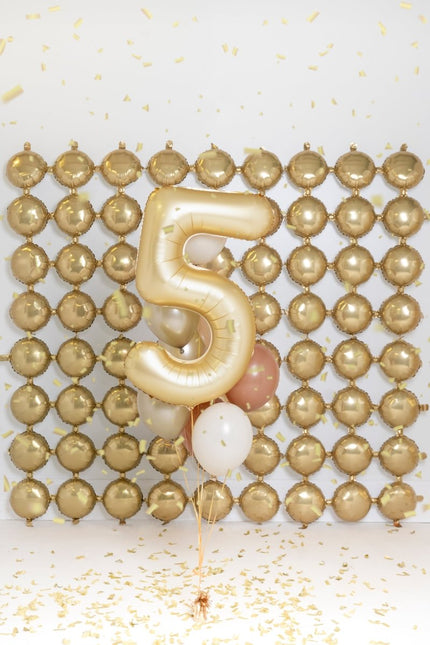 5 Jaar Cijfer Ballon Goud Satijn Folie Leeg 86cm van Partydeco koop je bij Partywinkel