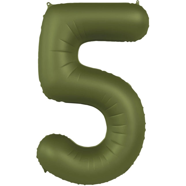 5 Jaar Cijfer Ballon Groen Mat 86cm van Folat koop je bij Partywinkel
