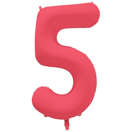 5 Jaar Cijfer Ballon Rood Neon Leeg 86cm van Riethmueller koop je bij Partywinkel