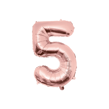 5 Jaar Cijfer Ballon Rose Goud Leeg 86cm van Paper Dreams koop je bij Partywinkel