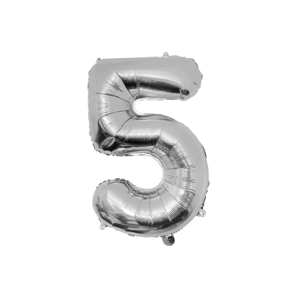 5 Jaar Cijfer Ballon Zilver Leeg 86cm van Paper Dreams koop je bij Partywinkel
