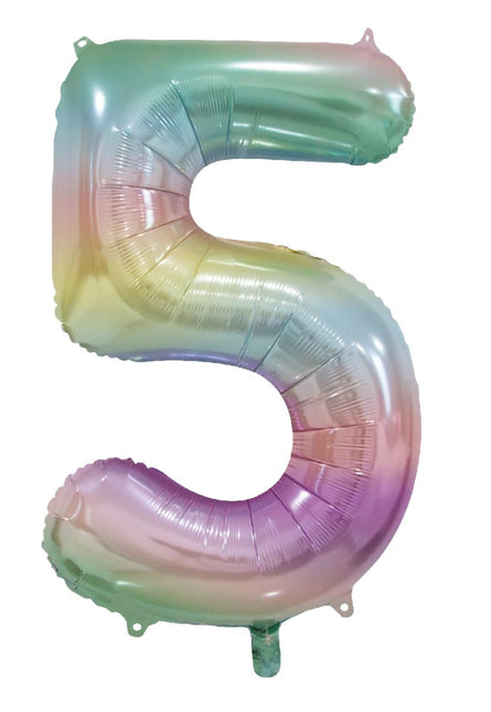 5 Jaar Helium Ballon Regenboog Pastel Leeg 86cm van WeFiesta koop je bij Partywinkel