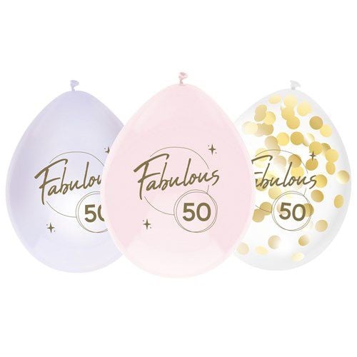 50 Jaar Ballonnen Gekleurd 30cm 6st van Haza Witbaard koop je bij Partywinkel