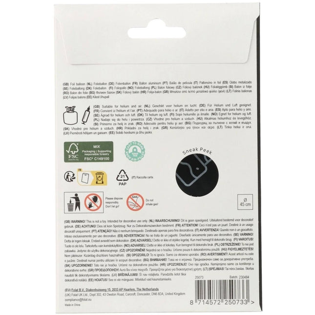 50 Jaar Helium Ballon Zwart Goud Leeg 45cm van Folat koop je bij Partywinkel