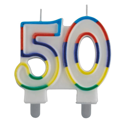 50-års-stearinlys med farvet kant, 7 cm