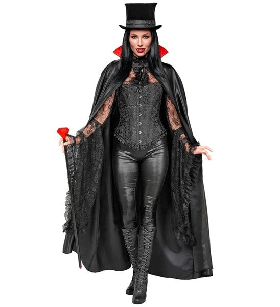 Vampyrkappe, sort og rød, 1,4 m