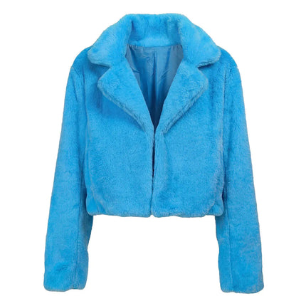 Fluffy rave-jakke i turkis (M/L)