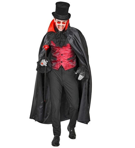 Vampyrkappe, sort og rød, 1,4 m