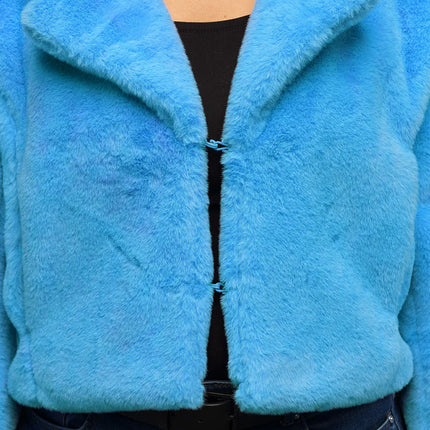 Fluffy rave-jakke i turkis (M/L)