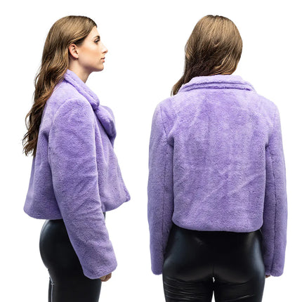 Fluffy rave-jakke, lilla (M/L)