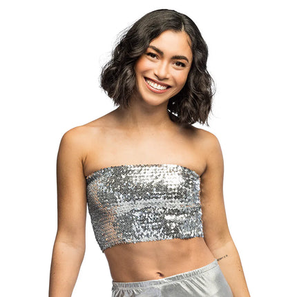 Top Sparkle sølv (M/L stretch)