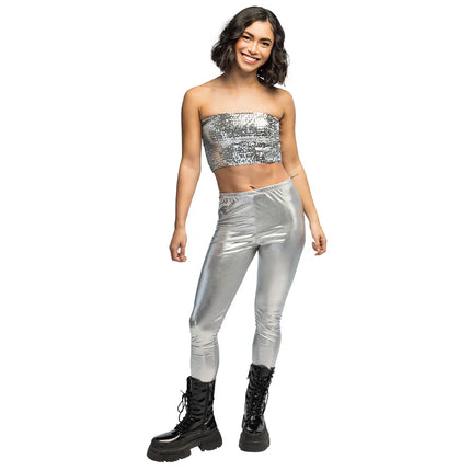 Top Sparkle sølv (M/L stretch)