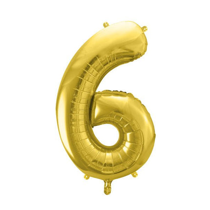 6 Jaar Cijfer Ballon Goud Leeg 72cm van Partydeco koop je bij Partywinkel