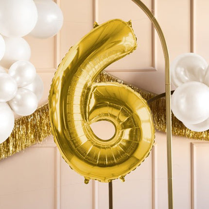 6 Jaar Cijfer Ballon Goud Leeg 72cm van Partydeco koop je bij Partywinkel