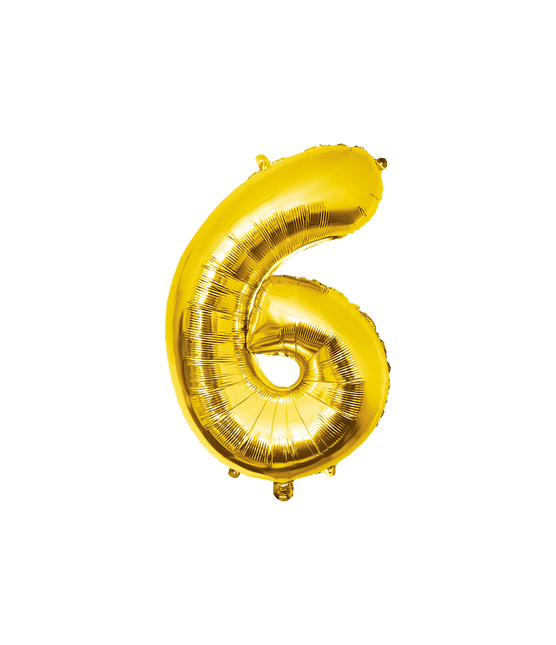 6 Jaar Cijfer Ballon Goud Leeg 86cm van Paper Dreams koop je bij Partywinkel