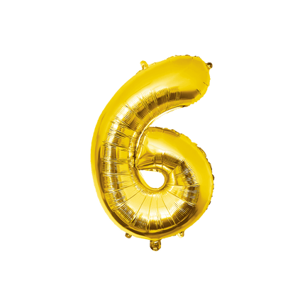 6 Jaar Cijfer Ballon Goud Leeg 86cm van Paper Dreams koop je bij Partywinkel