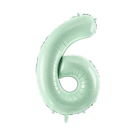 6 Jaar Cijfer Ballon Mintgroen Leeg 72cm van Partydeco koop je bij Partywinkel