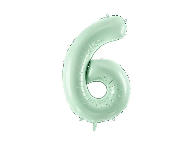 6 Jaar Cijfer Ballon Mintgroen Leeg 72cm van Partydeco koop je bij Partywinkel