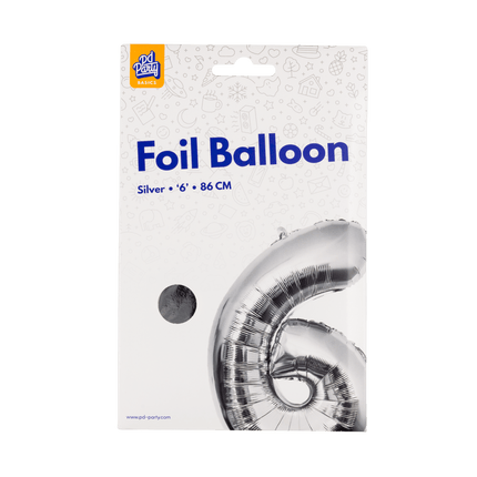 6 Jaar Cijfer Ballon Zilver Leeg 86cm van Paper Dreams koop je bij Partywinkel