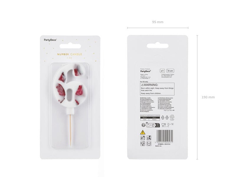 6 Jaar Kaars Bloemblaadjes 8cm van Partydeco koop je bij Partywinkel