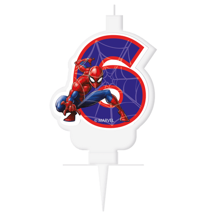 6 Jaar Kaars Spiderman van Procos koop je bij Partywinkel