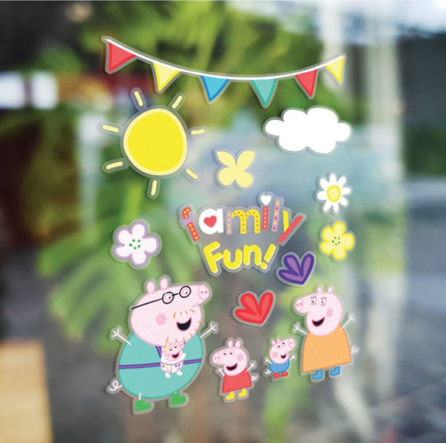 6 PEPPA PIG WINDOW CLINGS van Unique koop je bij Partywinkel