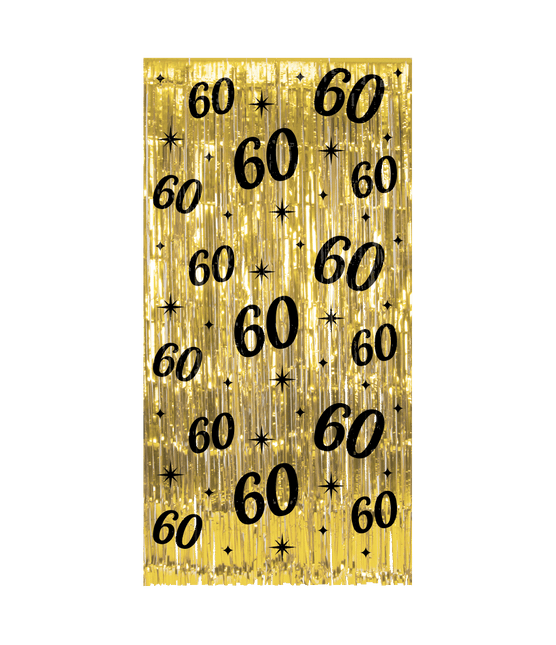 60 Jaar Deurgordijn Goud Zwart van Paper Dreams koop je bij Partywinkel