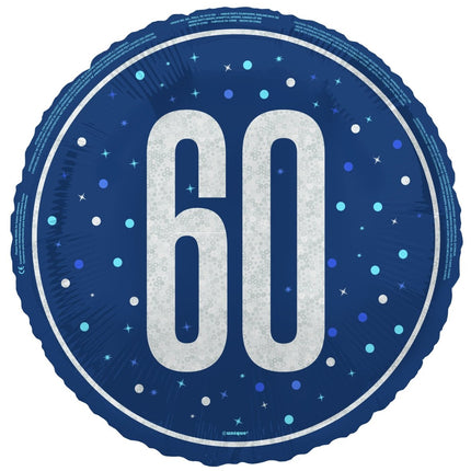 60 Jaar Helium Ballon Blauw Leeg 45cm van Unique koop je bij Partywinkel