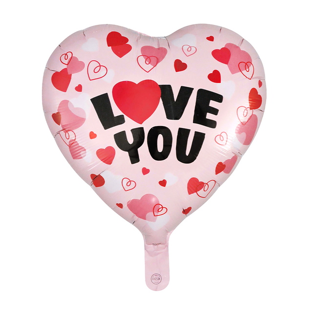 Love You-heliumballon, hjerteformet, 46 cm
