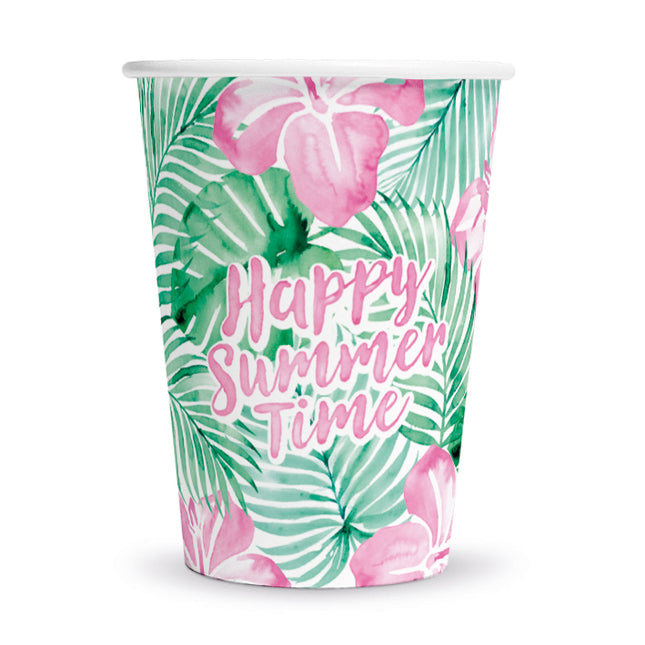 Grønne og lyserøde kopper »Happy Summer Time« 210 ml, 8 stk.