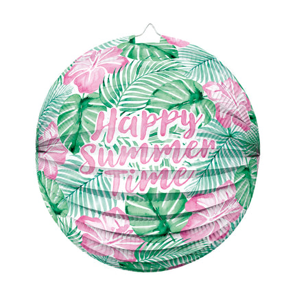 Grøn-lyserød lampion »Happy Summer Time« 25 cm