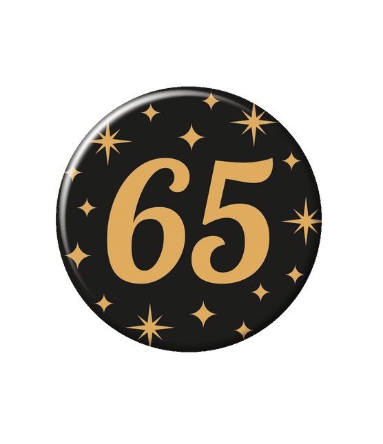 65 Jaar Button van Paper Dreams koop je bij Partywinkel