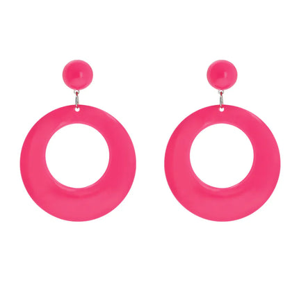 Et par øreringe i retro neonrosa