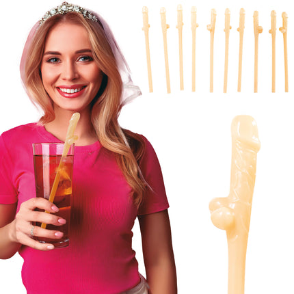 Penis-sugerør Nude 19,5 cm 10 stk