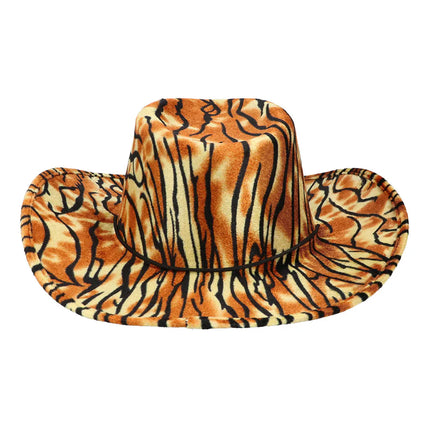 Cowboyhat med vildtiger-mønster