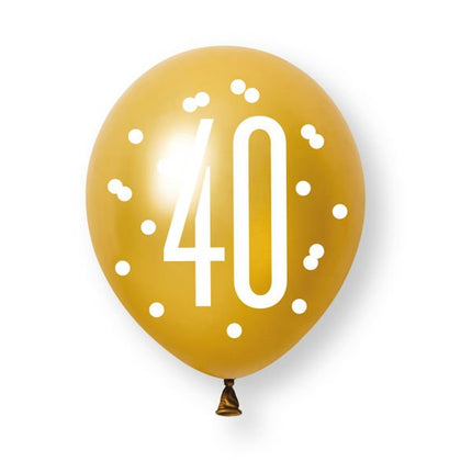 6ct Glitz Black Number 40 Assorted Platinum & Pearl Premium 30cm Latex Balloons van Partywinkel koop je bij Partywinkel