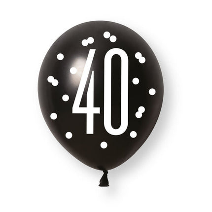 6ct Glitz Black Number 40 Assorted Platinum & Pearl Premium 30cm Latex Balloons van Partywinkel koop je bij Partywinkel