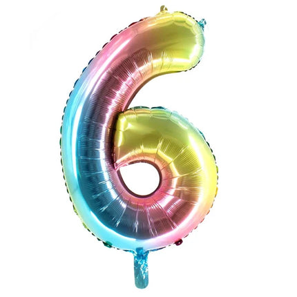 6 år, talballon, regnbue, tom, 1 m