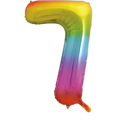 7 Jaar Cijfer Ballon Regenboog Leeg 86cm van Unique koop je bij Partywinkel