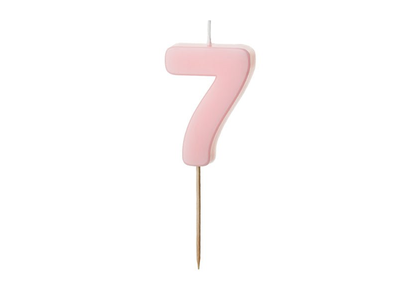 7 Jaar Kaars Lichtroze 5,5cm van Partydeco koop je bij Partywinkel