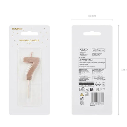 7 Jaar Kaars Rose Goud 9cm van Partydeco koop je bij Partywinkel