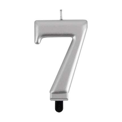 7 Jaar Kaars Zilver Metellic 7cm van VDV Benefit koop je bij Partywinkel