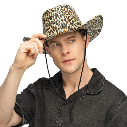 Cowboyhat med vild leopardmønster