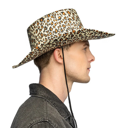 Cowboyhat med vild leopardmønster
