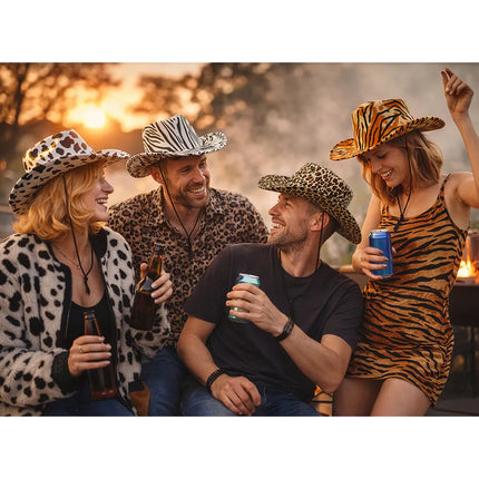 Cowboyhat med vild leopardmønster