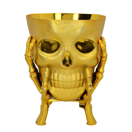 Halloween-skål med guldskalle, 17 cm