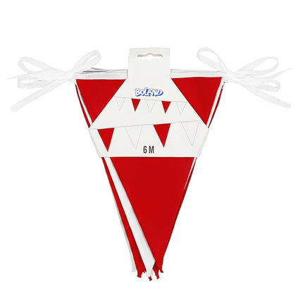 Flagkæde af polyester, rød/hvid (26 x 18 cm) (6 m)