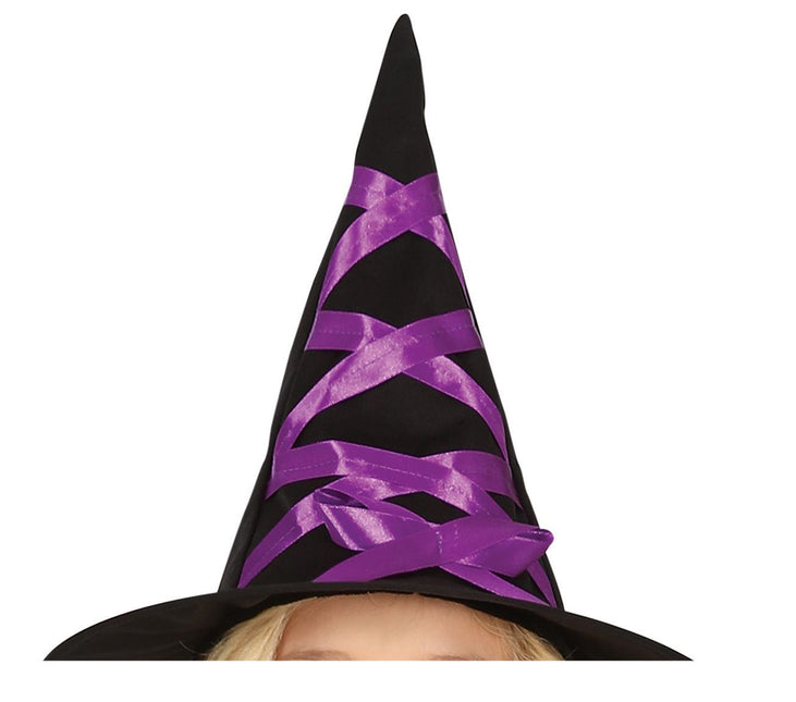 Hekse halloweenkostume pige sort lilla