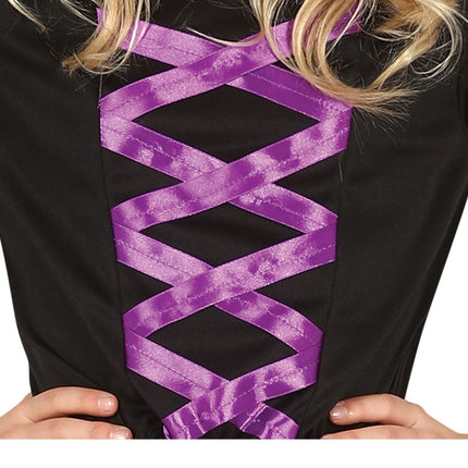 Hekse halloweenkostume pige sort lilla